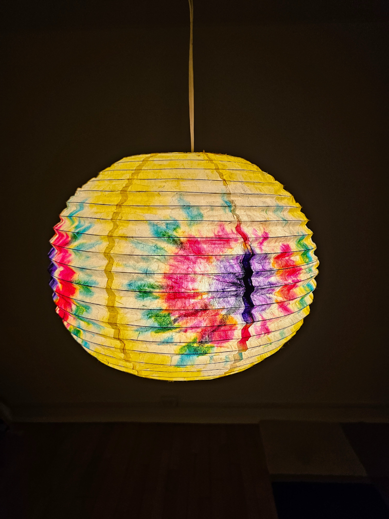 Lokta Paper Lampshade – Handmade Lantern Shade– Nepali Kagaj – Tie Dye