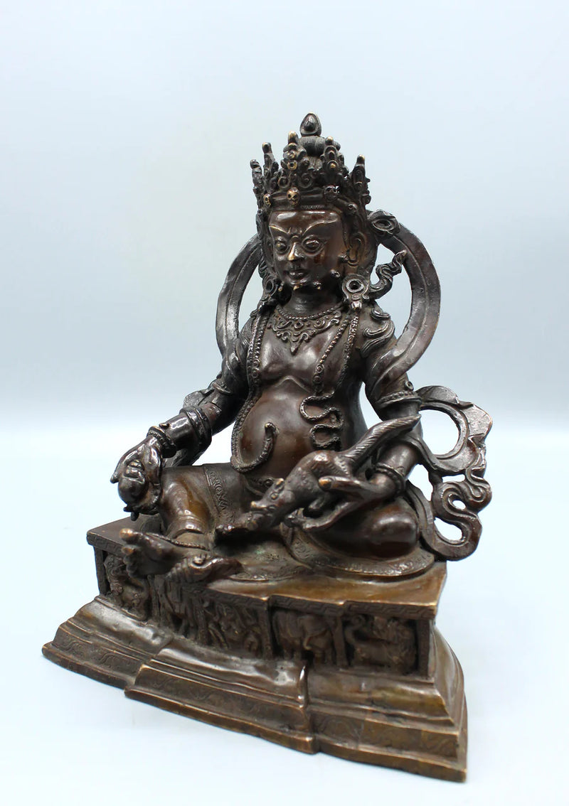 9-Inch Copper Kubera Jambahala Statue - God of Wealth and Prosperity - 4