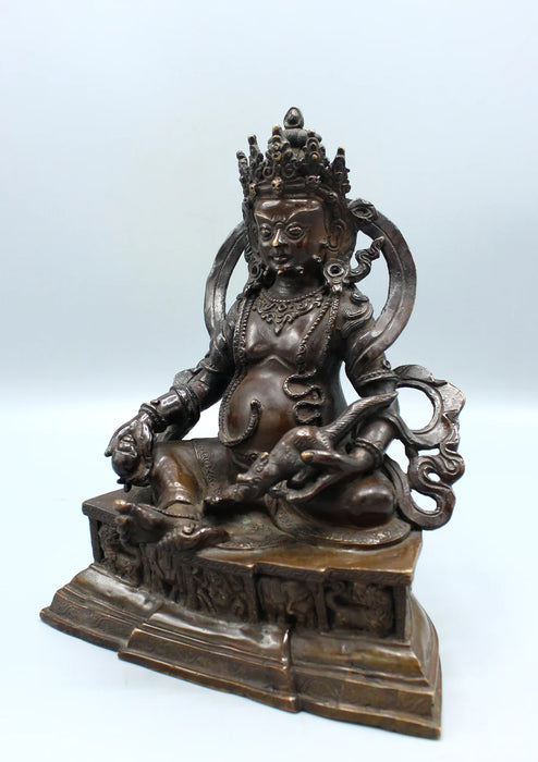 9-Inch Copper Kubera Jambahala Statue - God of Wealth and Prosperity