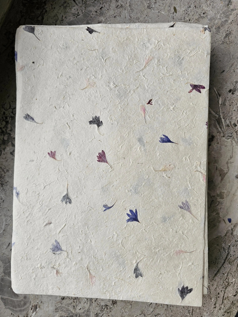 Handmade A4 Cornflower Blue Petal Lokta Paper Sheets – 20 Pack