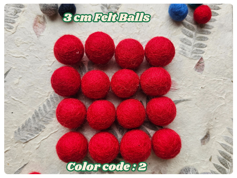 Handmade Wool Felt Balls Set – 20 Assorted 3cm Felt Craft Balls