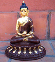 Amitabh Buddha Gold-Plated Copper Statue - Mastercrafted Meditation Art - 4