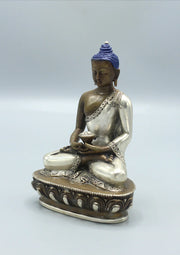 5.5-Inch Copper Amitabha Buddha Statue with Silver Robe - Nepalese Craftsmanship - 4