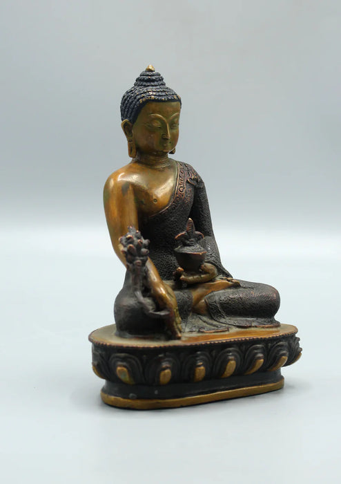 5.5-Inch Healing Medicine Buddha Copper Statue - Handmade in Nepal