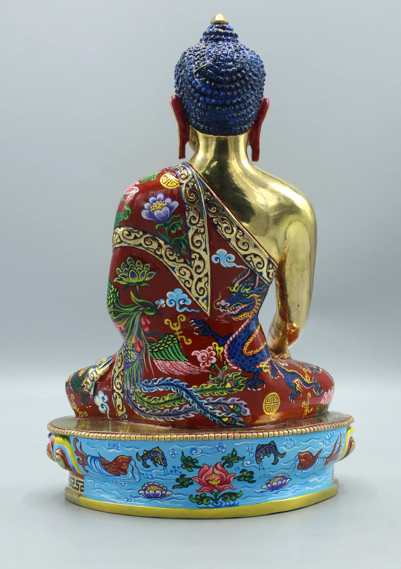 9 Inch Gold Plated Shakyamuni Buddha Statue - Hand-Painted Copper Sculpture - 2