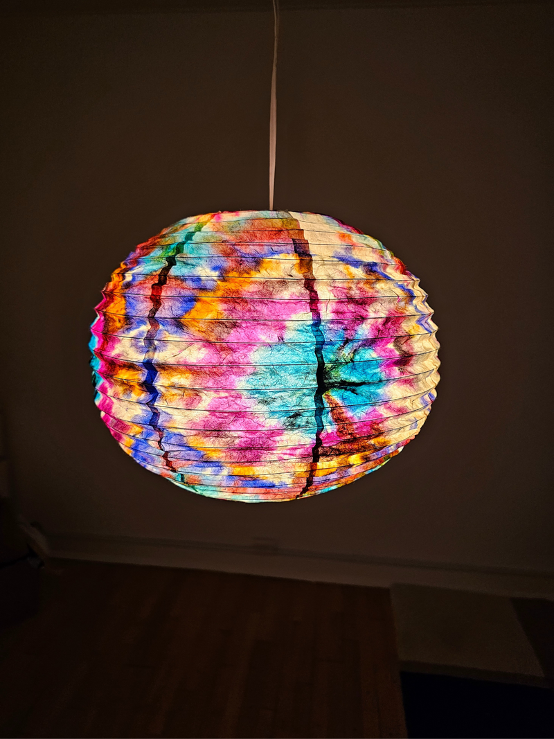 Lokta Paper Lampshade – Handmade Lantern Shade– Nepali Kagaj – Tie Dye