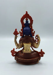 6.5-Inch Gold Plated Chenrezig Statue - Four-Armed Buddha of Compassion" - 2