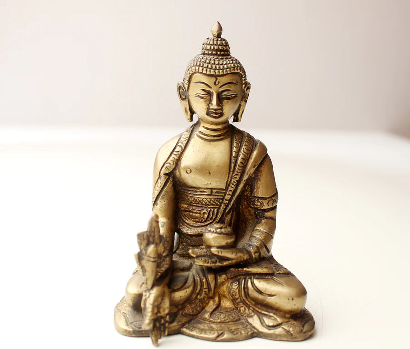 5 Inch Brass Medicine Buddha Statue - Handcrafted in Nepal