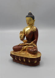 5.5-Inch Gold Plated Copper Amoghasiddhi Buddha Statue - 3