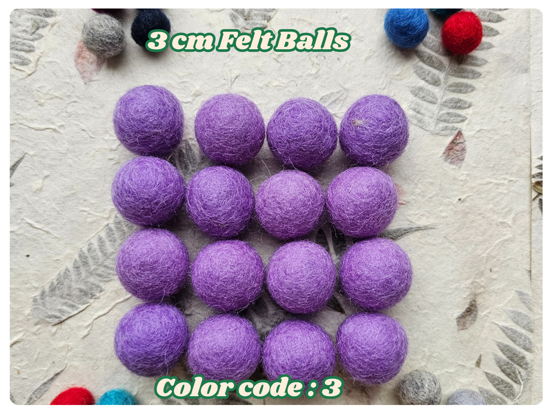 Handmade Wool Felt Balls Set – 20 Assorted 3cm Felt Craft Balls