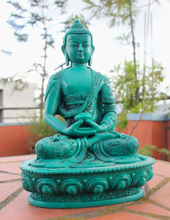 Turquoise Amitabha Buddha Resin Statue - Handmade, and Exquisite