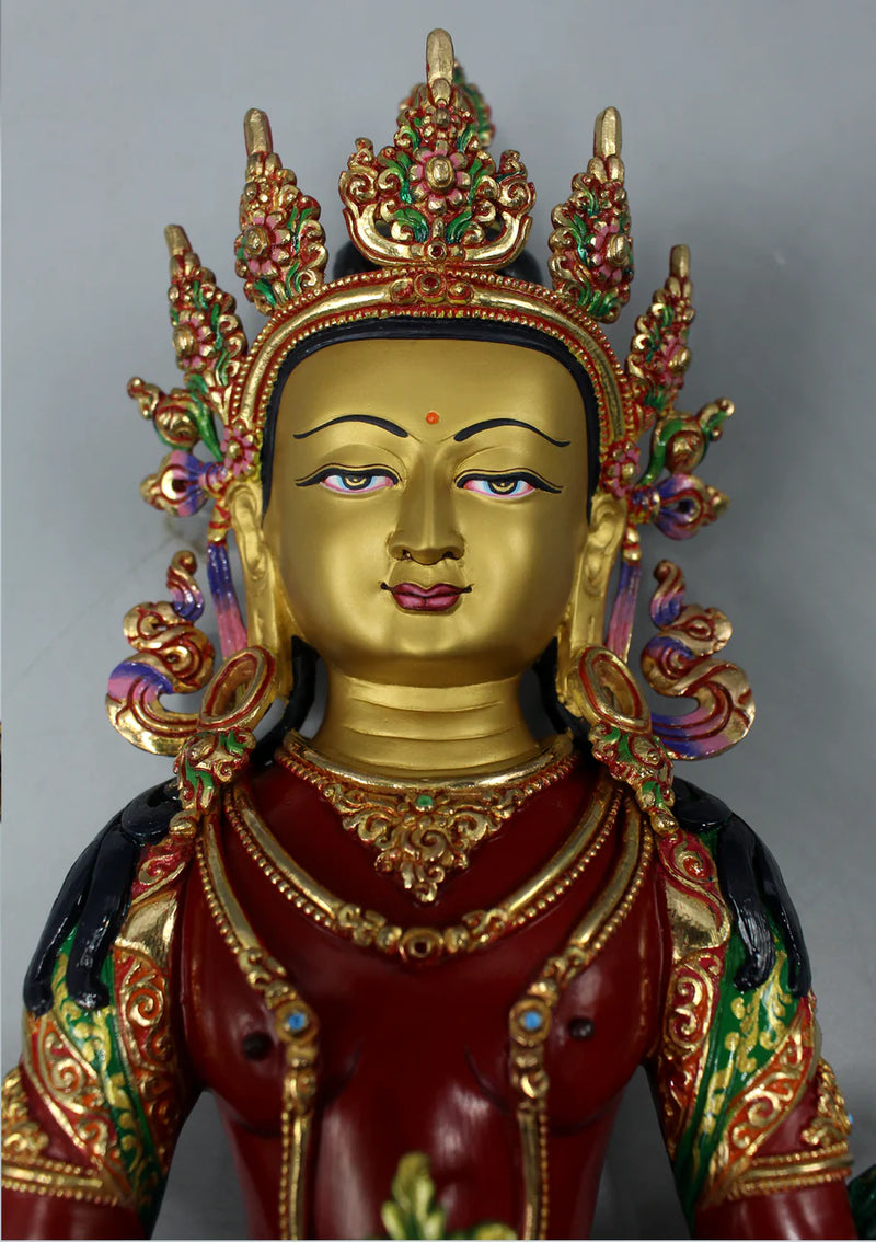 13-Inches Gold Plated Hand Painted Apparmita Buddha Statue - Exquisite Craftsmanship