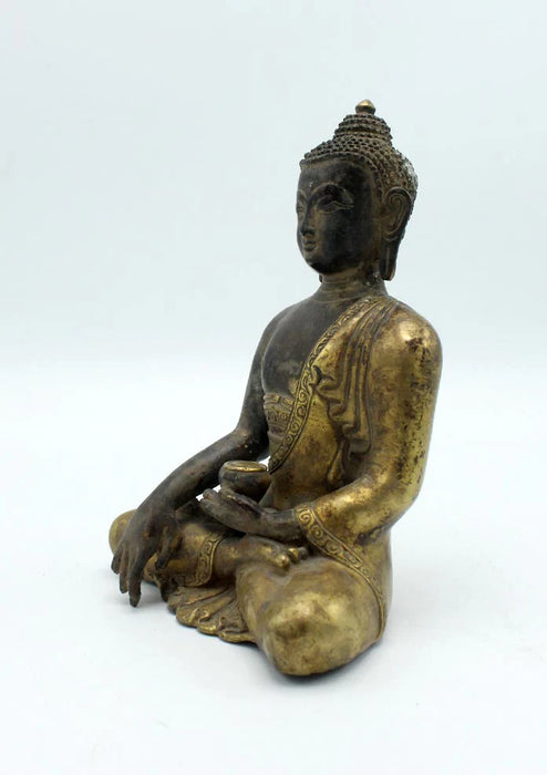 6 Inch Antique Copper Shakyamuni Buddha Statue - Nepal Crafted