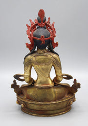 8-Inch Gold-Plated Aparmita Buddha Statue - Intricate Detailing" - 3