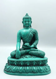 9-Inch Handmade Resin Shakyamuni Buddha Statue in Green - 4