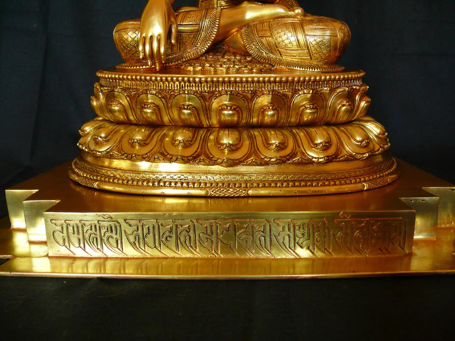 24K Gold Gilded Shakyamuni Buddha Statue 15 Inches - High Quality Masterpiece