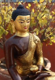 10.5-inch Gold Plated Buddha Shakyamuni Statue - Handcrafted Elegance