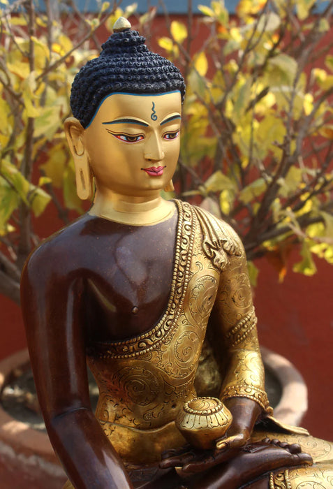 10.5-inch Gold Plated Buddha Shakyamuni Statue - Handcrafted Elegance