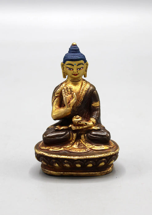 3-Inch Partly Gold Plated Amoghasiddhi Buddha Statue - Nepal Casted