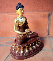 Amitabh Buddha Gold-Plated Copper Statue - Mastercrafted Meditation Art - 3