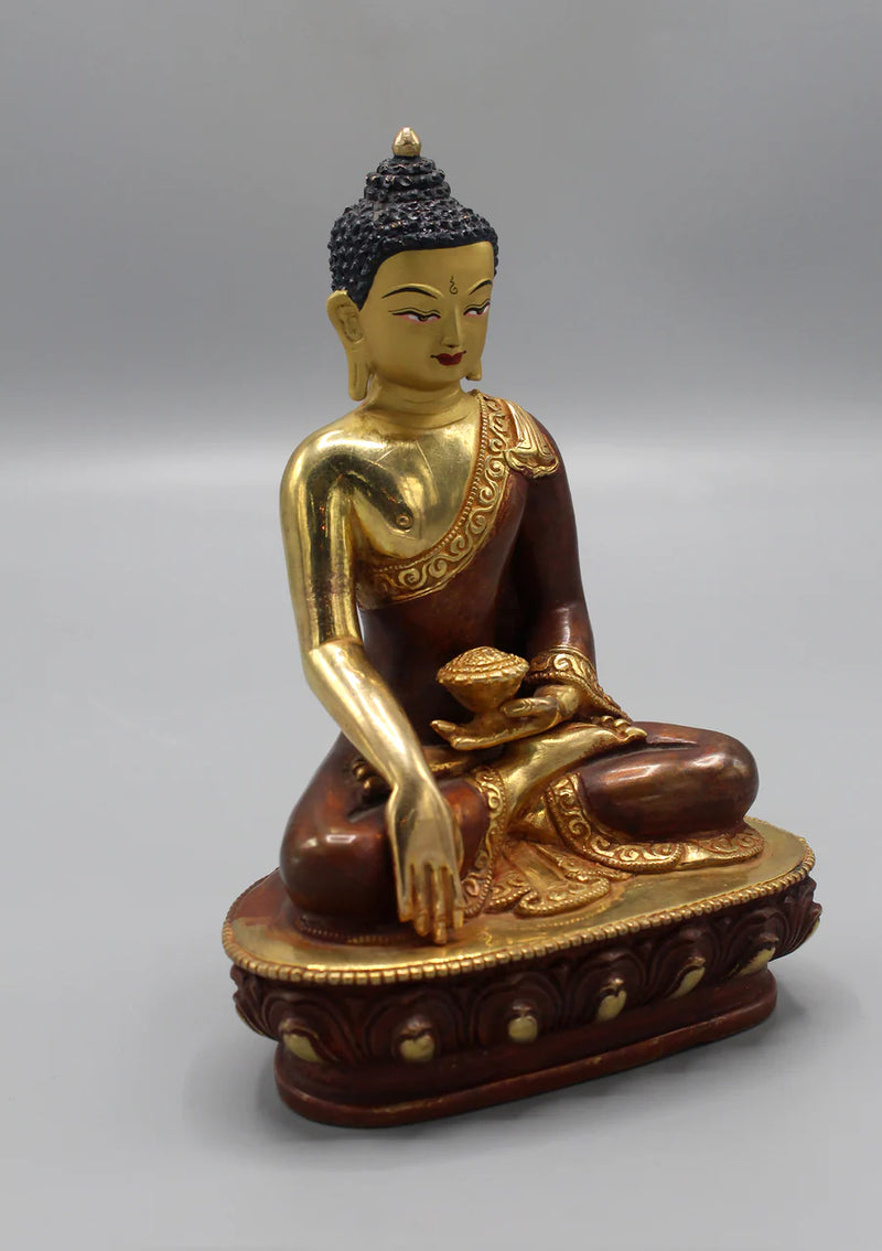 5.5-Inch Partly Gold Plated Akshobhya Buddha Statue - 4
