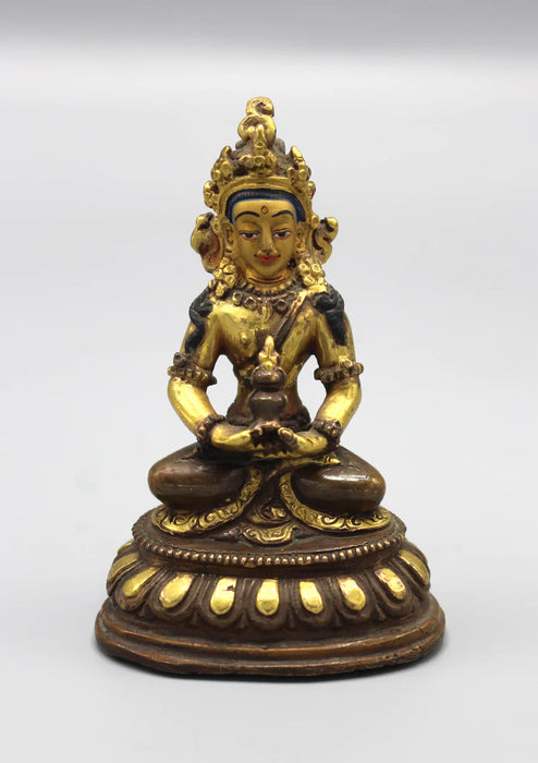 3-Inch Gold Plated Aparmita Buddha Statue - Fine Carvings and Details