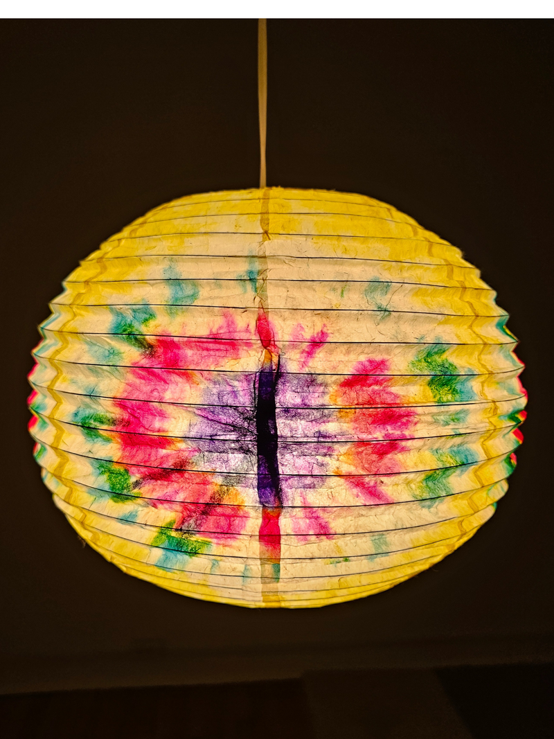 Lokta Paper Lampshade – Handmade Lantern Shade– Nepali Kagaj – Tie Dye