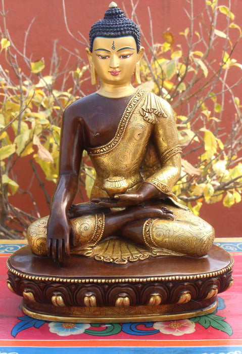 10.5-inch Gold Plated Buddha Shakyamuni Statue - Handcrafted Elegance