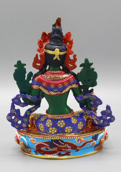 6 Inch Green Tara Hand Painted Statue - Beautifully Crafted and Symbolically Powerful