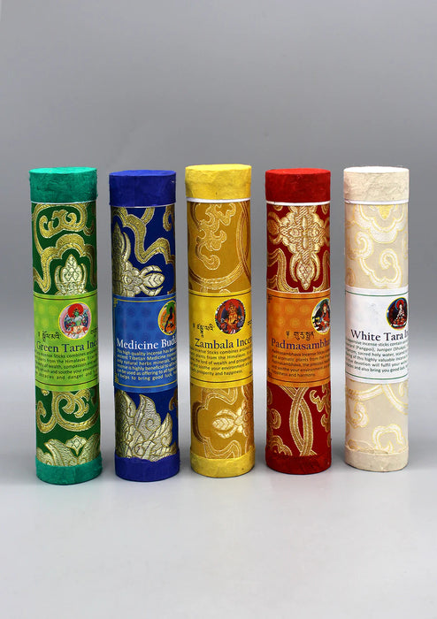 5-Piece Set: Brocade Tube Tibetan Deities Incense