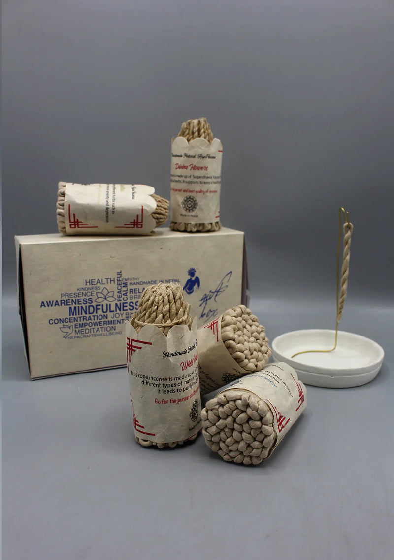 Natural Rope Incense Gift Set with Clay Burner - Handmade Himalayan Aromatherapy - 2