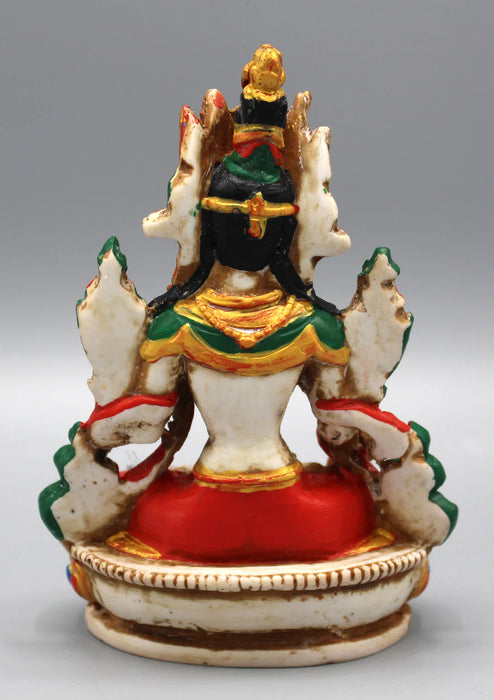 5.8 Inch Handpainted White Tara Resin Statue - Compassion Goddess Nepal