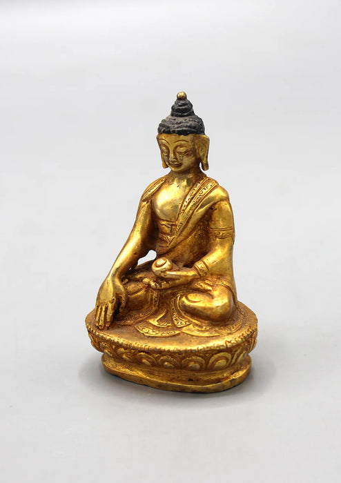 3-Inch Gold Plated Shakyamuni Buddha Statue - Elegant Meditation Sculpture