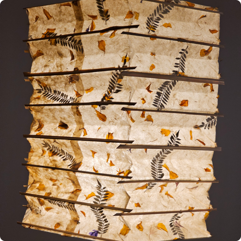 Fern & Marigold Lokta Paper Lampshade | 6-Sided Bamboo Lantern