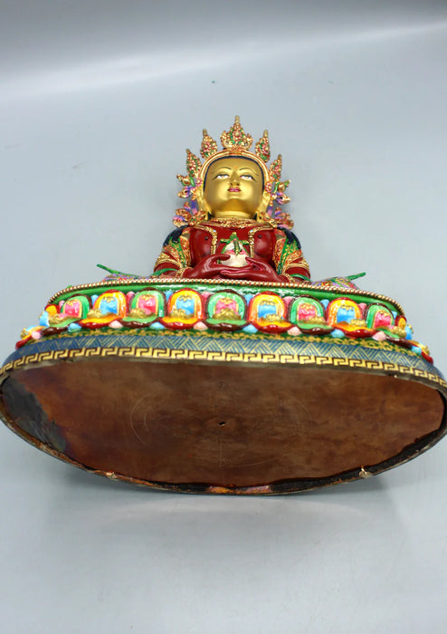 13-Inches Gold Plated Hand Painted Apparmita Buddha Statue - Exquisite Craftsmanship