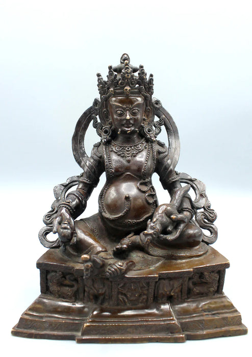 9-Inch Copper Kubera Jambahala Statue - God of Wealth and Prosperity