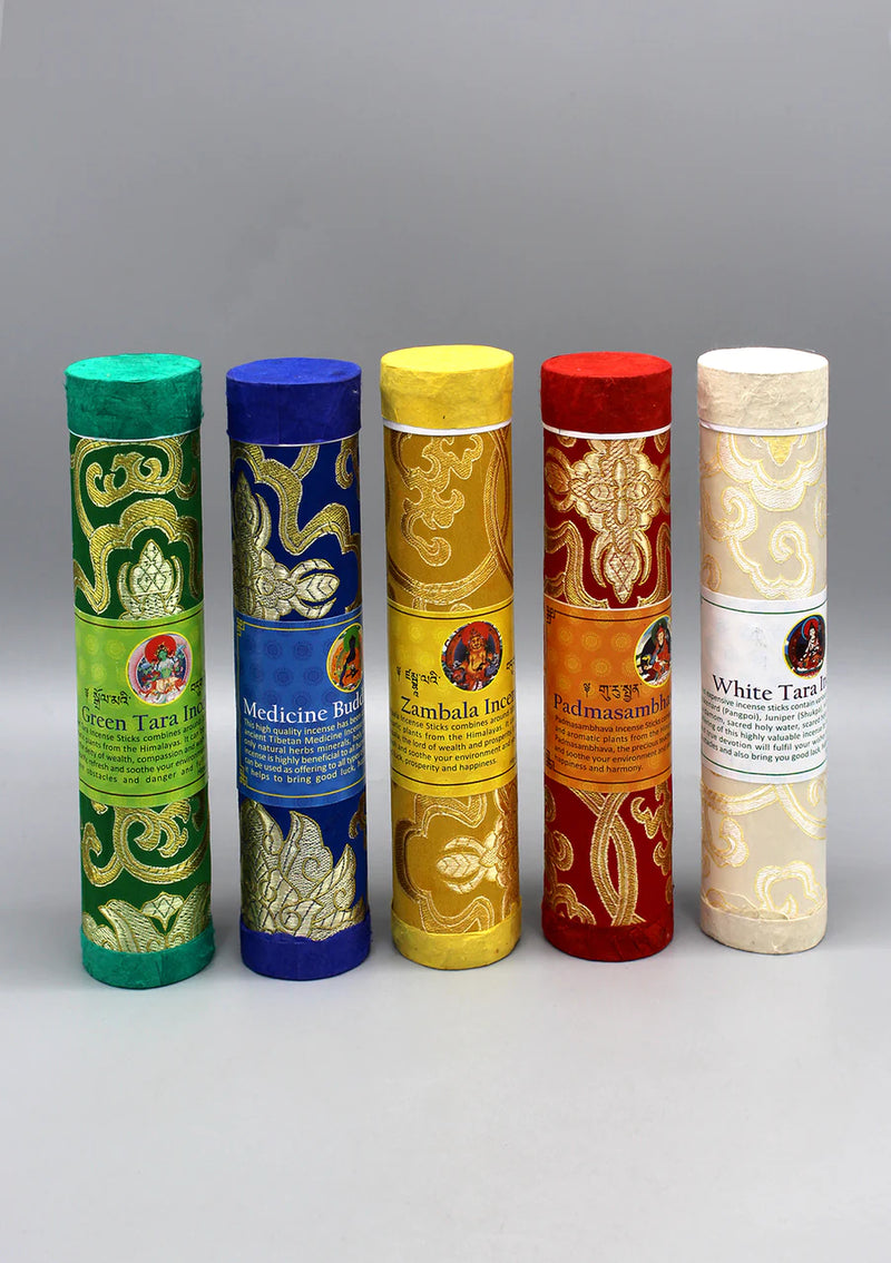 5-Piece Set: Brocade Tube Tibetan Deities Incense - 1