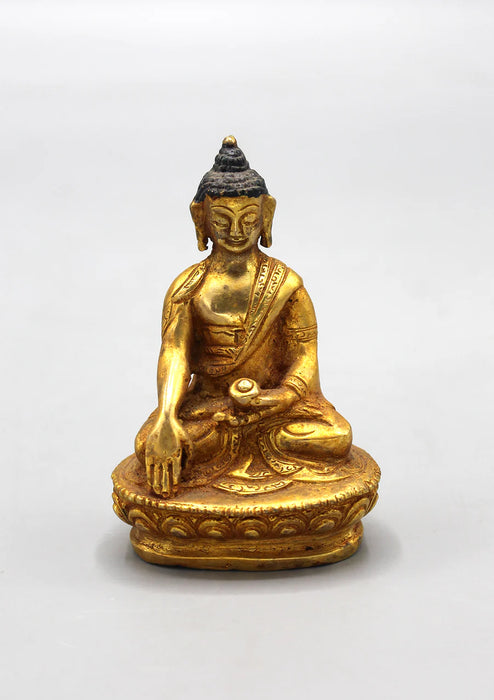 3-Inch Gold Plated Shakyamuni Buddha Statue - Elegant Meditation Sculpture