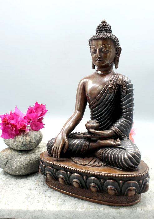 8-Inch Handmade Copper Shakyamuni Buddha Statue