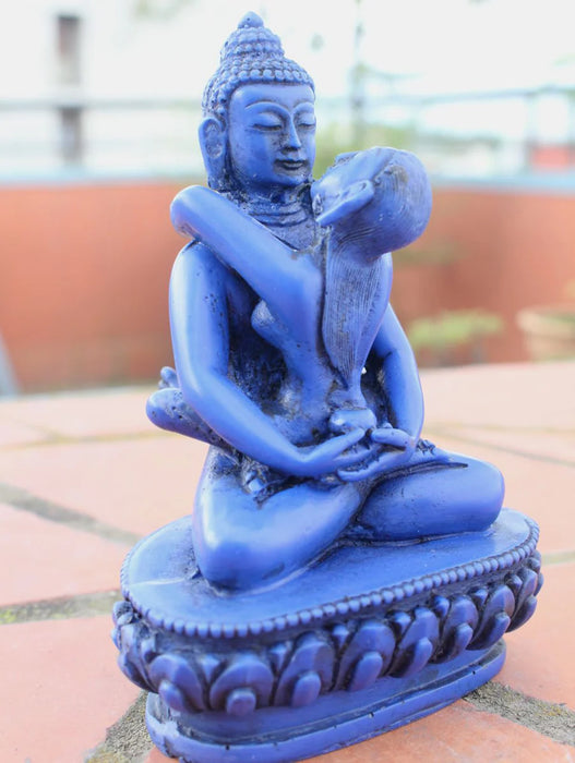 5-Inch Blue Buddha Shakti Yab Yum Resin Statue