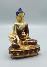 5.5" Medicine Buddha Copper Gold Plated Statue for Healing - 4