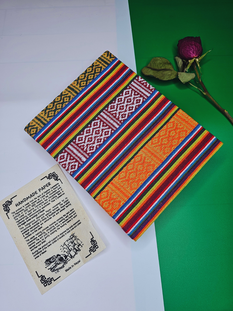 Handmade Bhutanese Fabric Cover Lokta Paper Journal