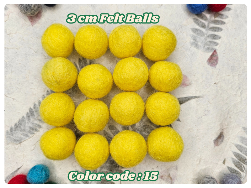 Handmade Wool Felt Balls Set – 20 Assorted 3cm Felt Craft Balls