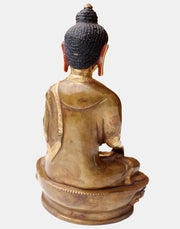 8-Inch Gold Plated Gautam Buddha Statue, Nepal - Sacred Teachings & Serenity - 1