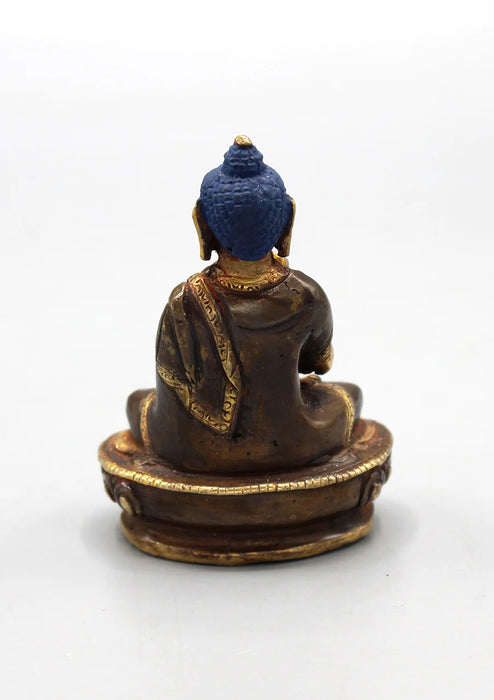 3-Inch Partly Gold Plated Amoghasiddhi Buddha Statue - Nepal Casted