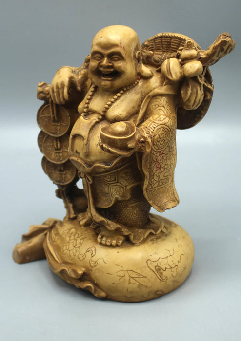 7-Inch Laughing Buddha Resin Statue - Symbol of Happiness and Prosperity