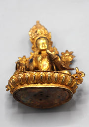 6 Inch Gold Plated White Tara Statue - Handcrafted Nepali Art - 2