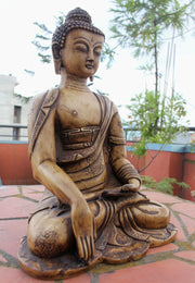 10-Inch Shakyamuni Buddha Resin Statue with Auspicious Carvings