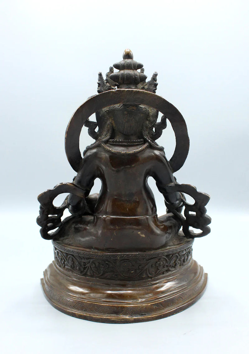 9-Inch Copper Kubera Jambahala Statue - God of Wealth and Prosperity - 2