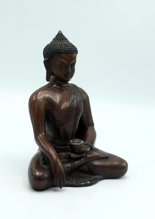 6.8 Inch Copper Oxidized Shakyamuni Buddha Statue - Handcrafted Nepal Meditation Art